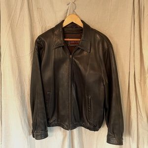 Men's Leather Bomber Jacket Brown Size Large